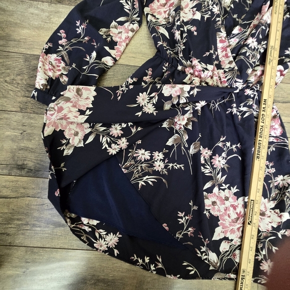 Honey Belle Womens Medium Floral Blue Wrap Dress - Picture 12 of 16